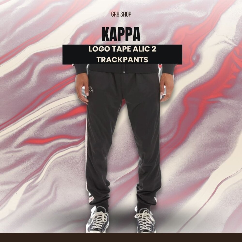 Kappa Logo Tape Alic 2 Youth Trackpants Black Smoke Regular Fit Size 6Y New With
